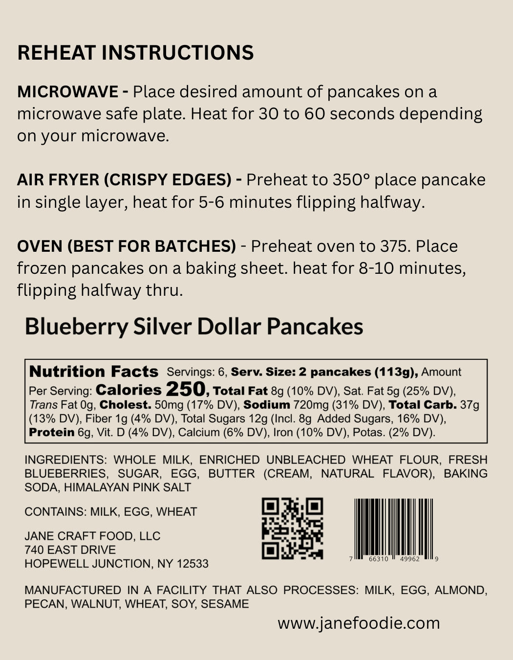 Homestyle Blueberry Pancakes, Dozen Pack