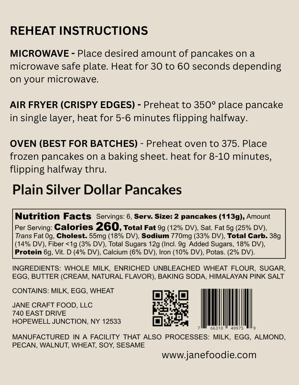 Homestyle Plain Jane Pancakes, Dozen Pack