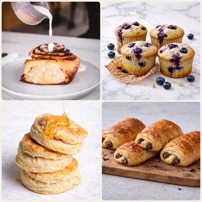 Breakfast Box: cinnamon rolls, muffins, biscuits and croissants
