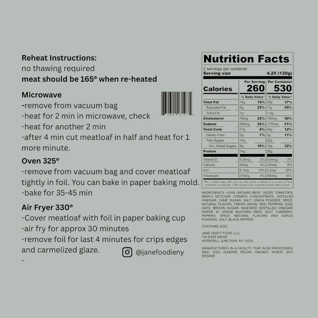 Gluten - Free Homestyle Meatloaf – 8.5 oz - Jane Foodie