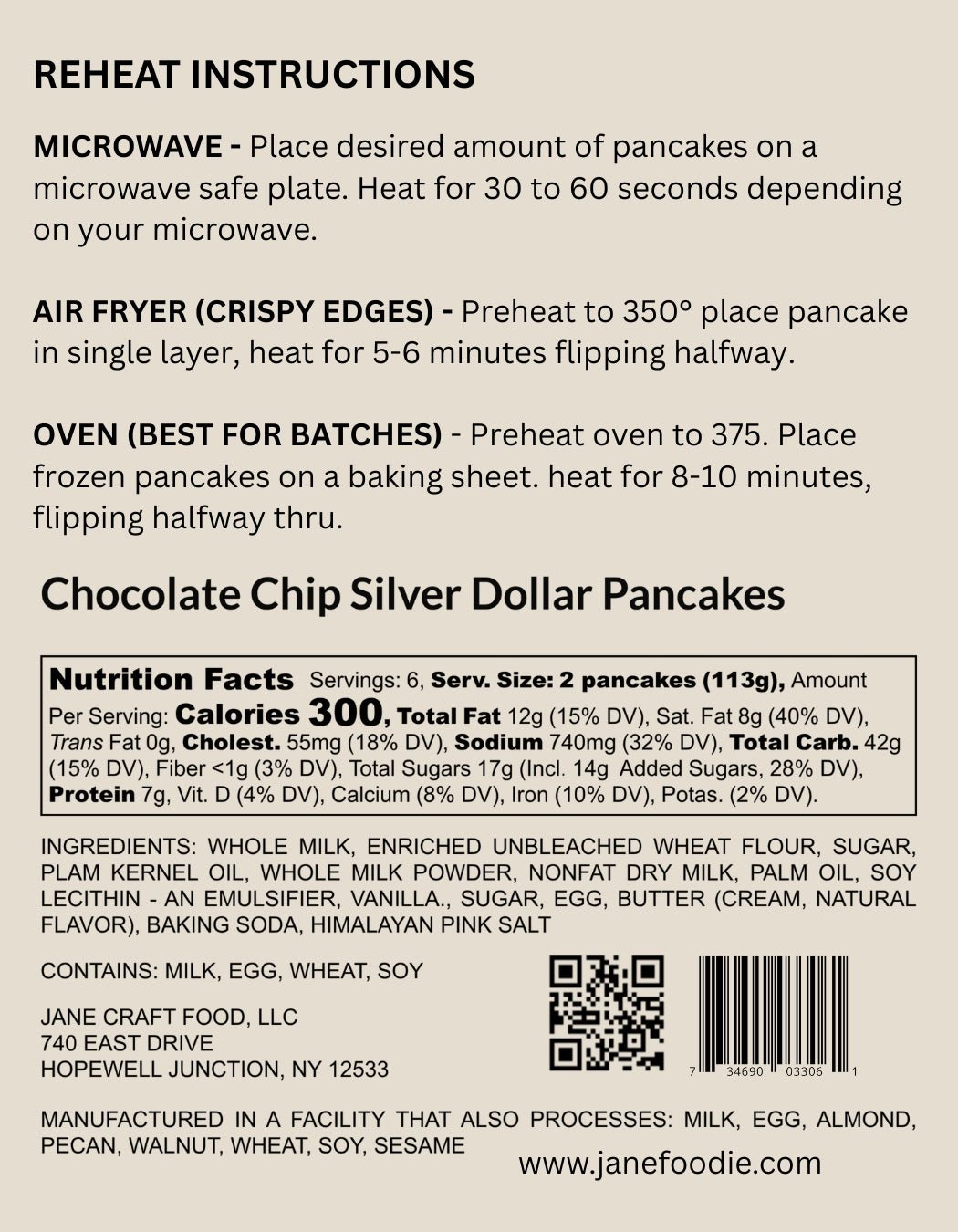 Homestyle Chocolate Chip Pancakes, Dozen Pack - Jane Foodie