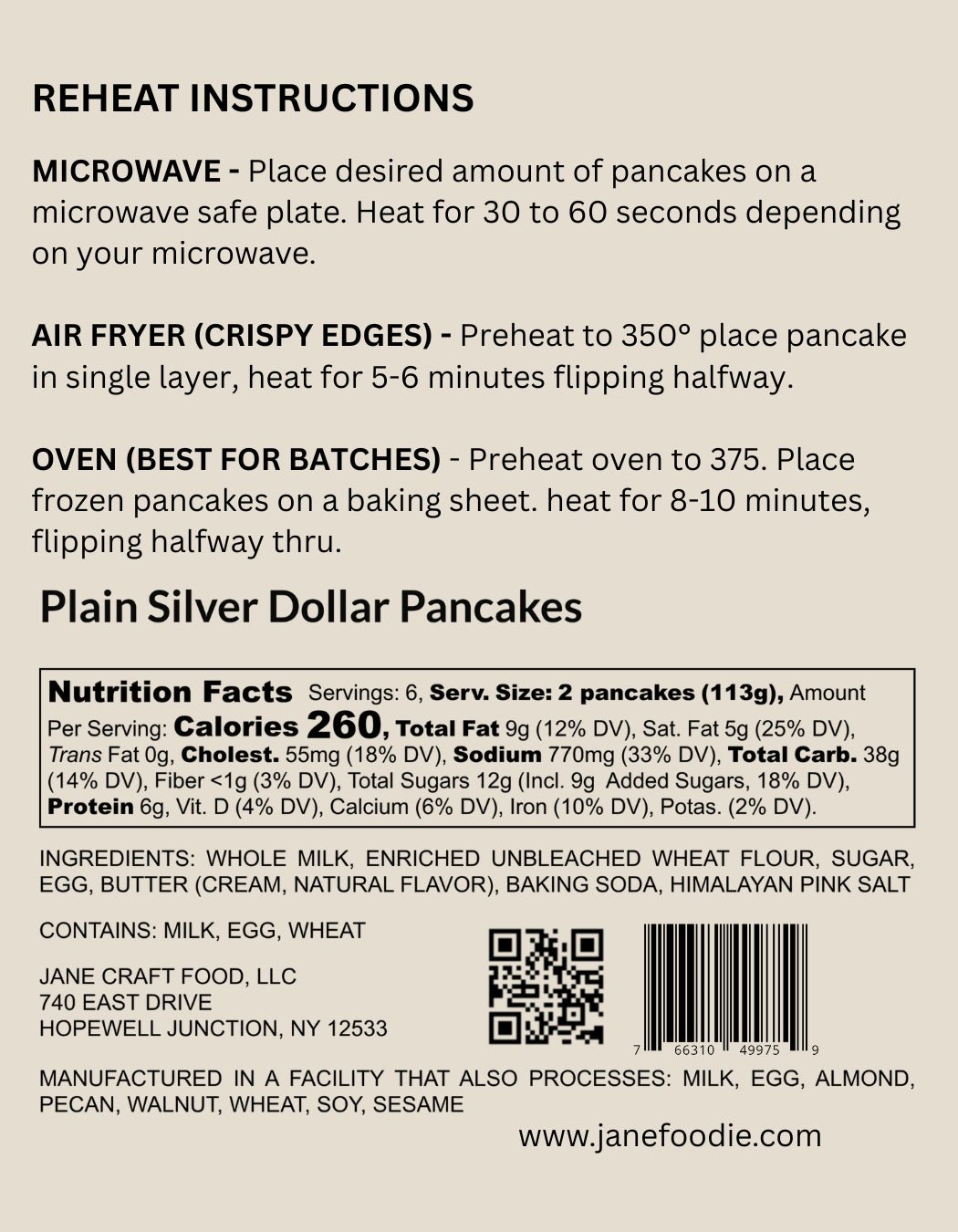Homestyle Plain Jane Pancakes, Dozen Pack - Jane Foodie
