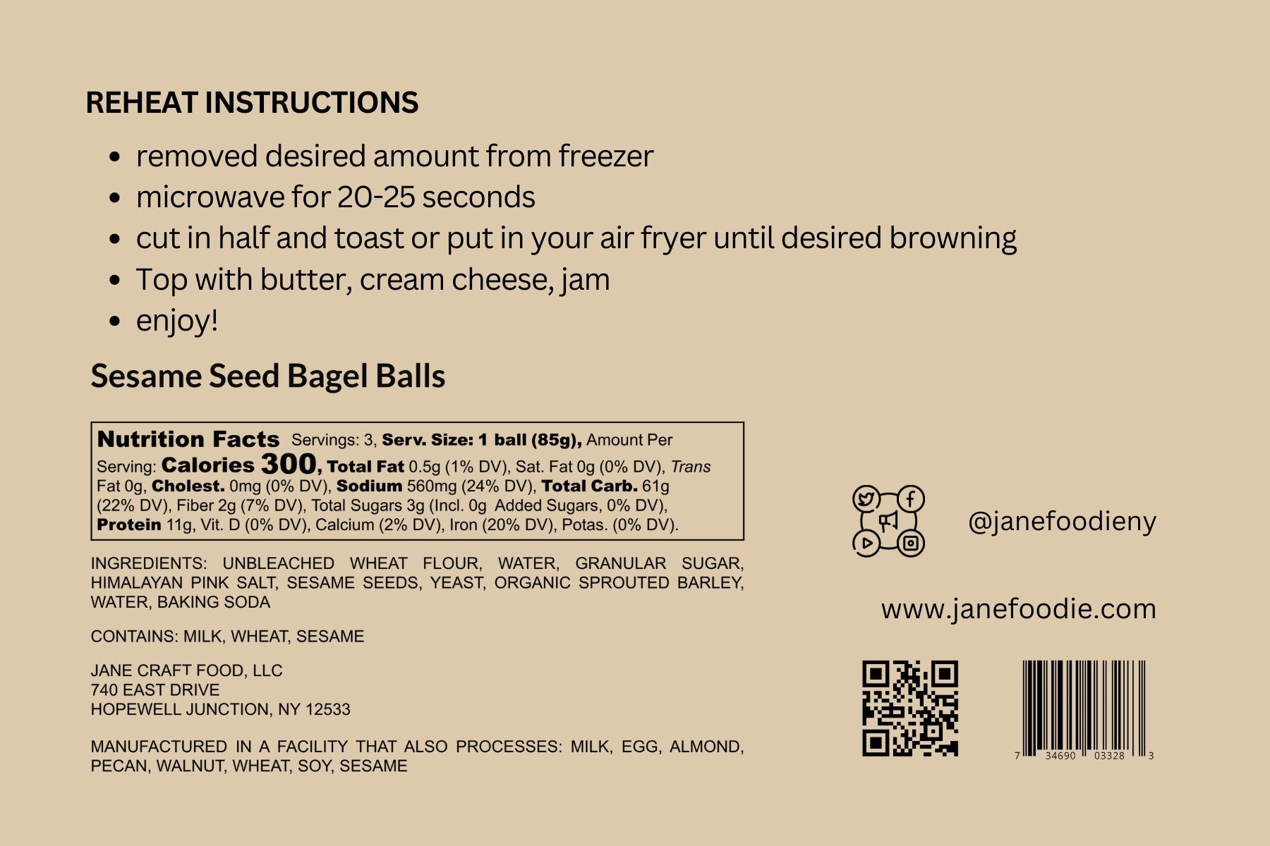 Sesame Seed Bagel Balls 3 - Pack - Jane Foodie