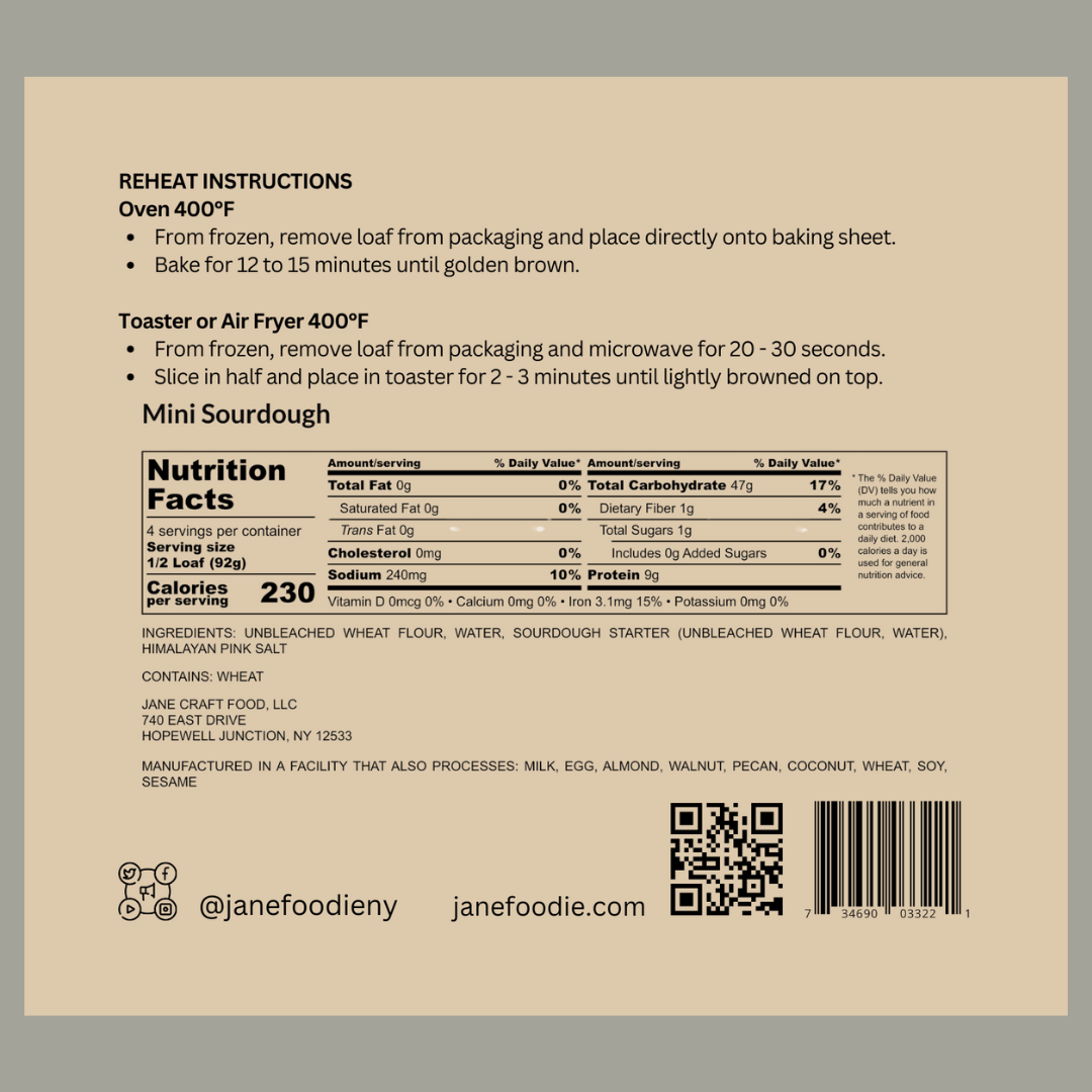 Sourdough Mini Loaves – 2-Pack Jane Foodie Bread.