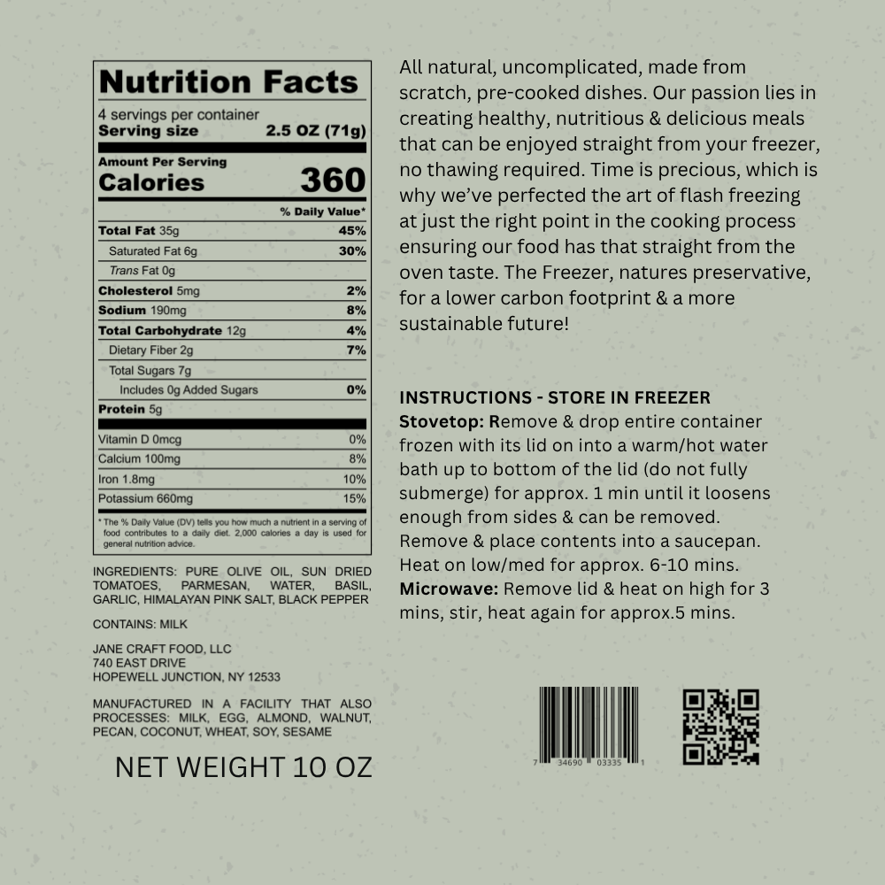 Sun-Dried Tomato Pesto Family Size 6-Pack Jane Foodie Sauce.