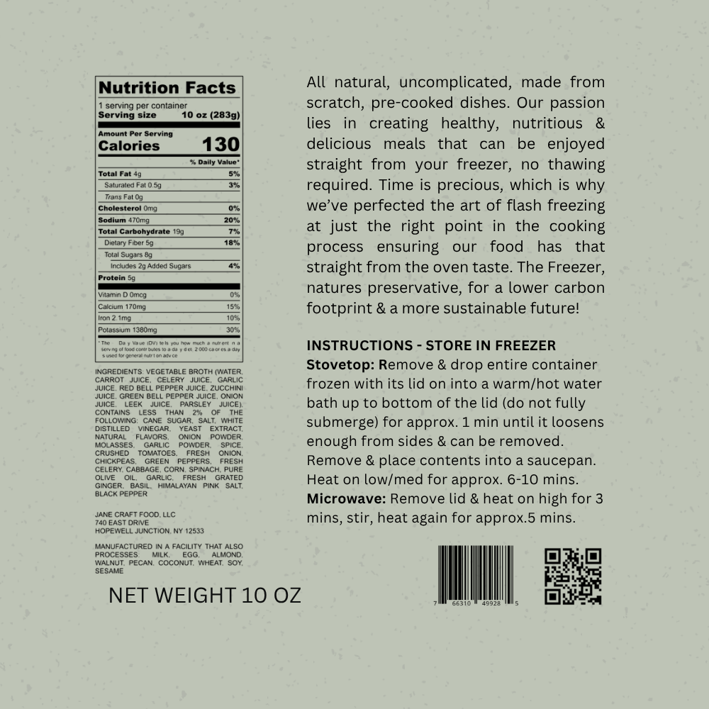 Vegetable Soup Family Size 6-Pack Jane Foodie Soup.