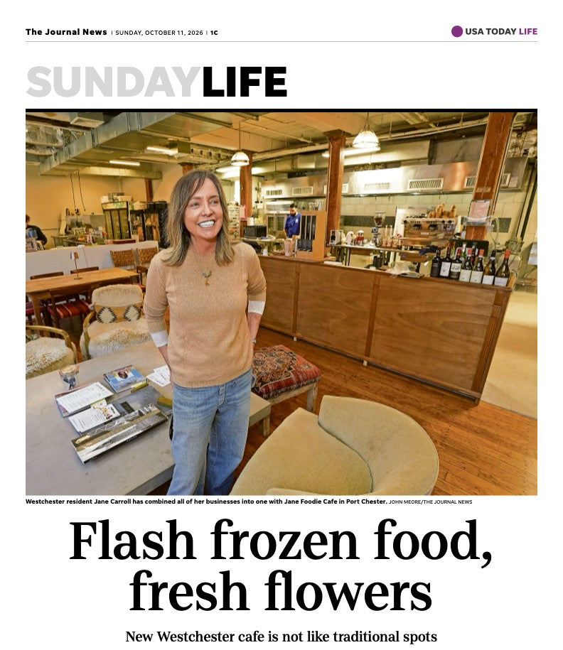 Jane Carroll at Jane Foodie Cafe on the front of The Journal News Sunday Life, Oct. 11, 2026