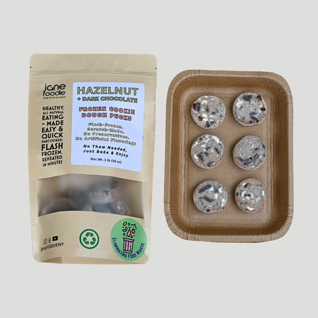 Hazelnut &amp; Dark Chocolate Frozen Cookie Dough Pucks