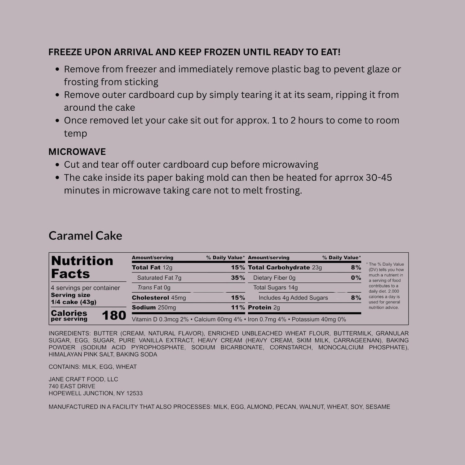 Caramel Cake – Nutrition &amp; Ingredient Info – Jane Foodie
