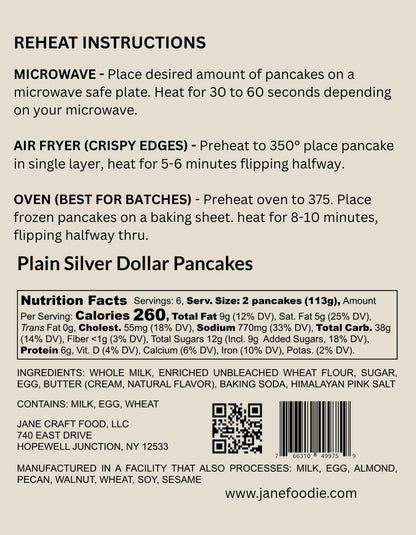 Homestyle Plain Jane Pancakes, Dozen Pack - Jane Foodie