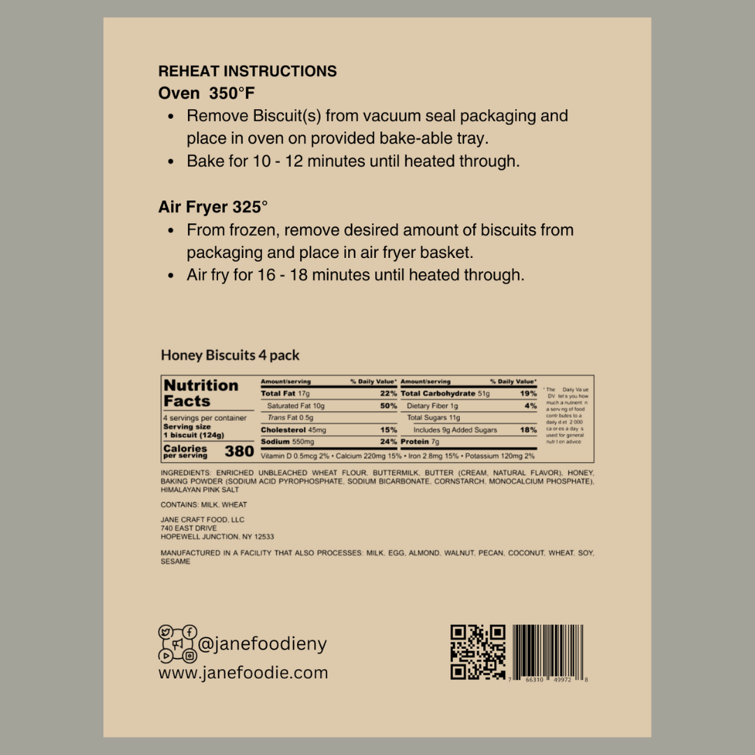 Honey Biscuits 4 - Pack - Jane Foodie
