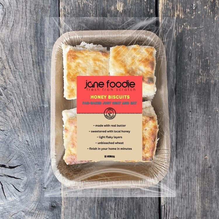 Jane Foodie Biscuit Honey Biscuits: Naturally Flaky & Delicious! 4-Pack