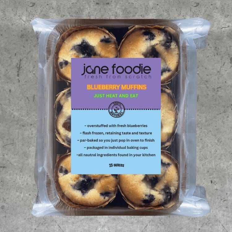 Jane Foodie muffins Blueberry Muffins, 6 Pack