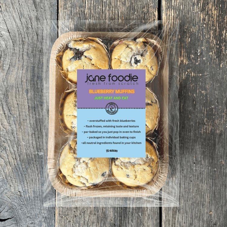 Jane Foodie muffins Blueberry Muffins, 6 Pack