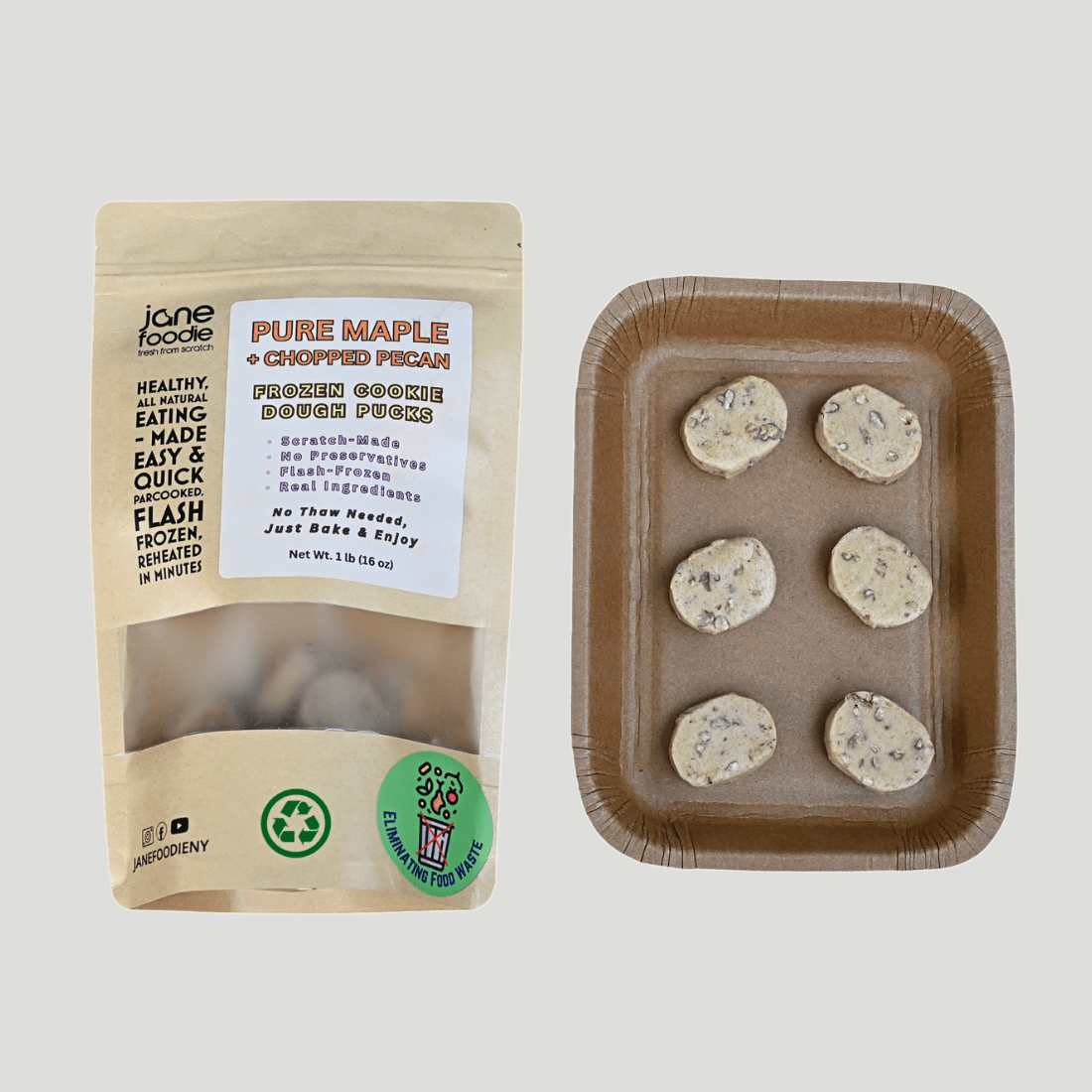 Maple Pecan Frozen Cookie Dough Pucks - 35 Pack - Jane Foodie