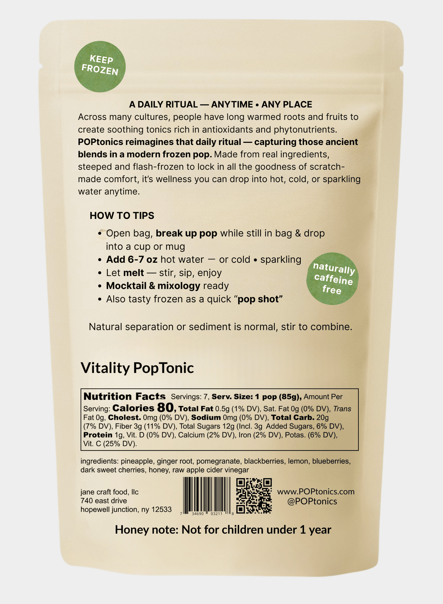POPtonics Vitality – 7 Pack Pomegranate • Berries • Ginger - Jane Foodie