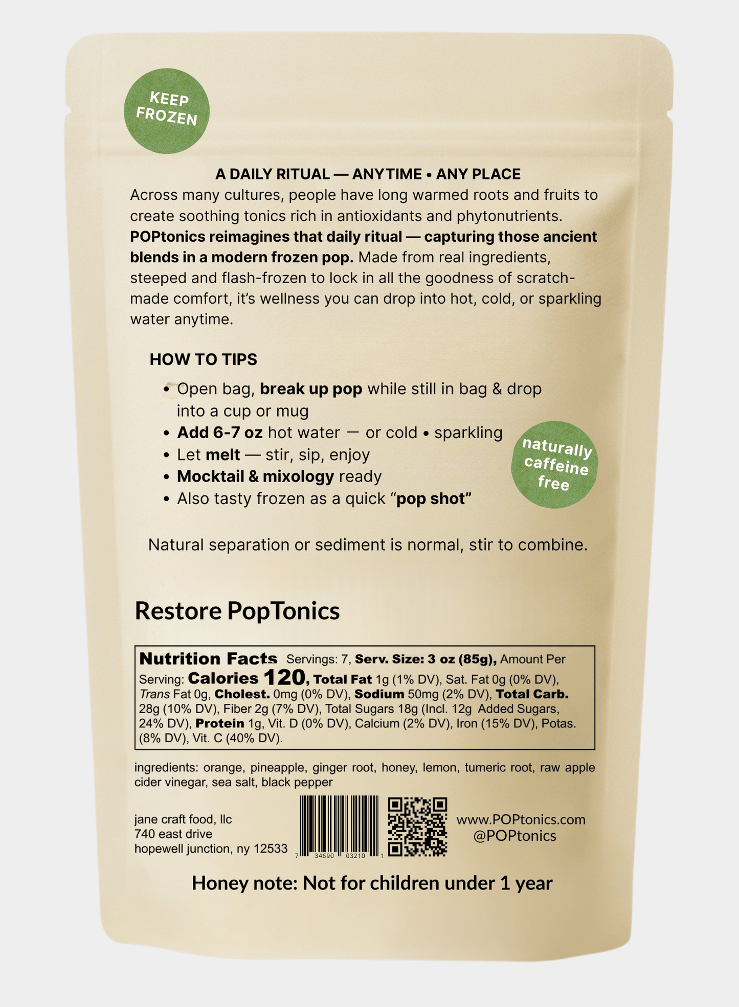 Restore POPtonics – 7 Pack (Orange • Ginger • Turmeric) - Jane Foodie