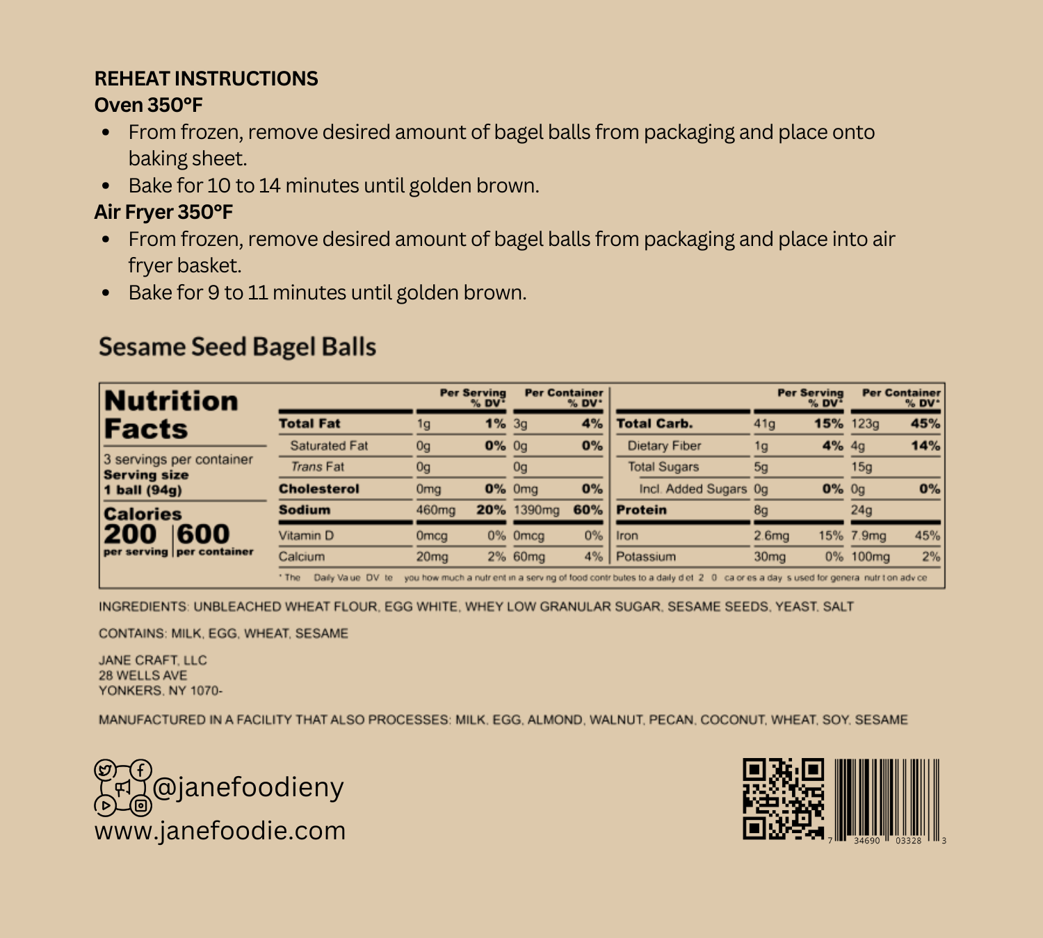 Sesame Seed Bagel Balls 3 - Pack - Jane Foodie