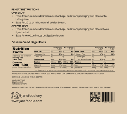 Sesame Seed Bagel Balls 3 - Pack - Jane Foodie