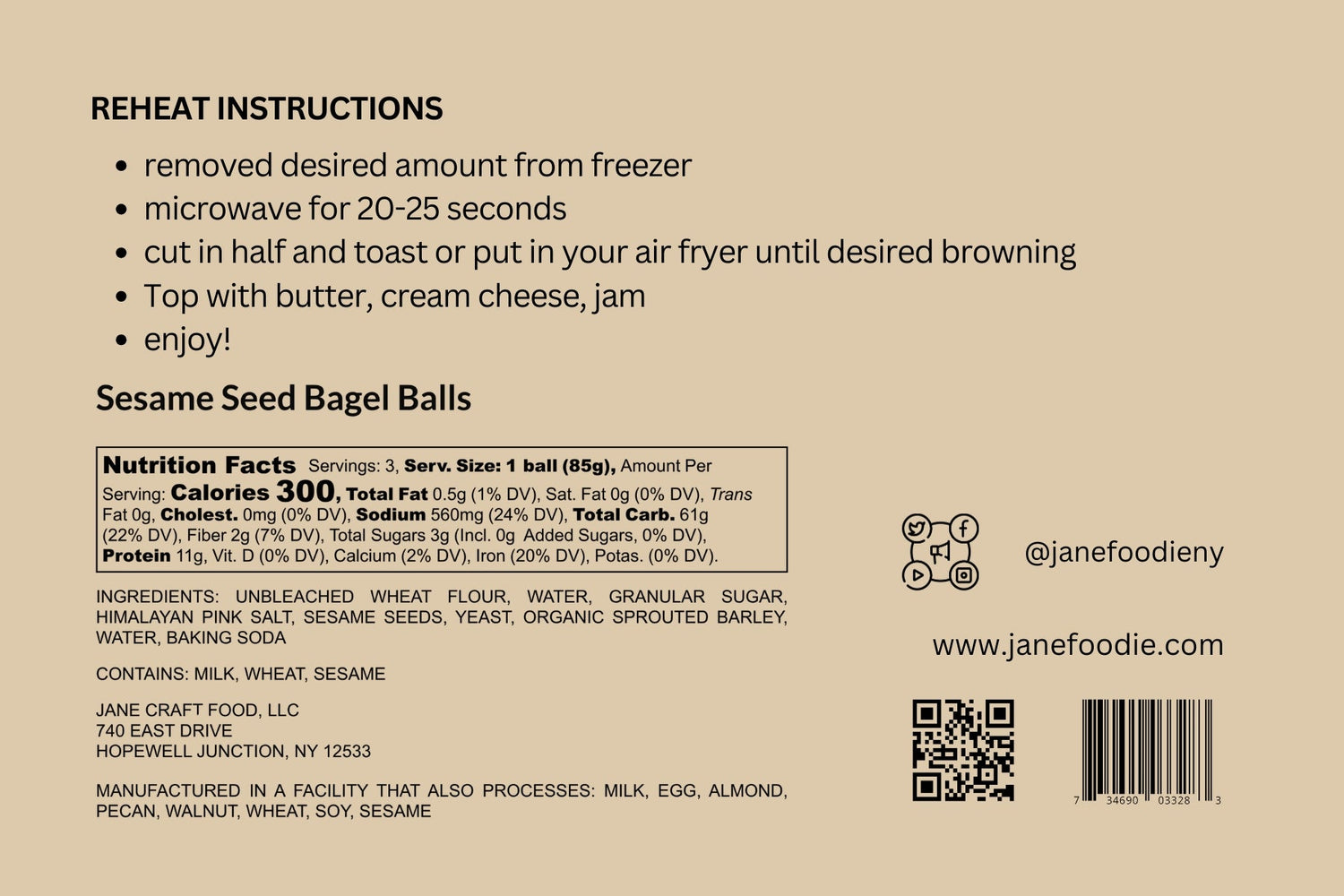 Sesame Seed Bagel Balls 3 - Pack - Jane Foodie
