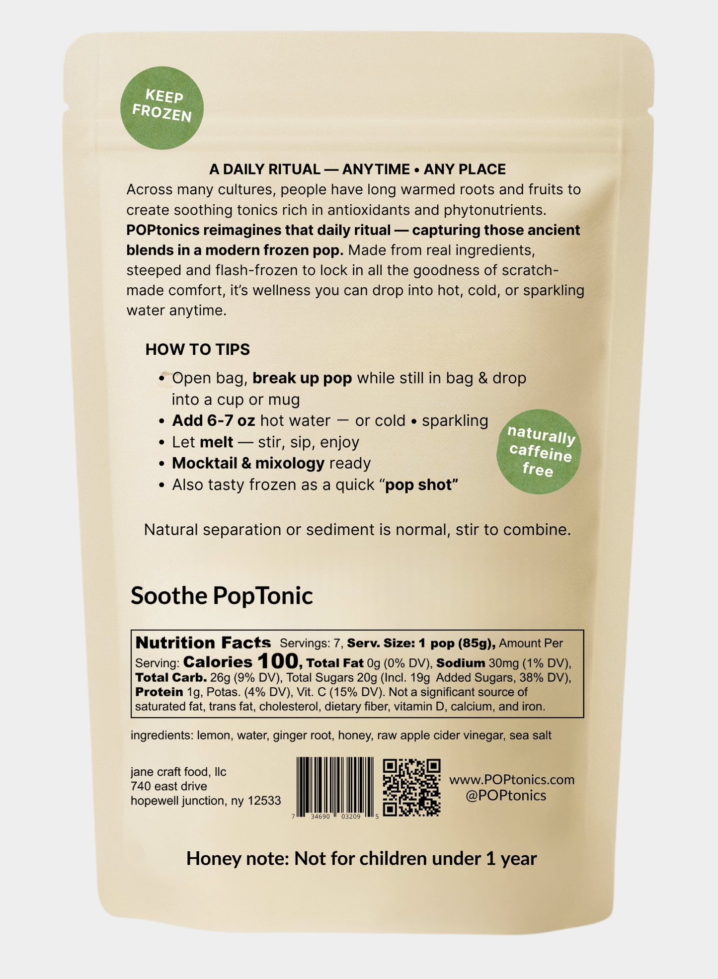 Soothe POPtonics – 7 Pack (Ginger • Lemon • Honey) - Jane Foodie