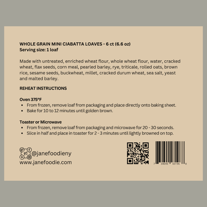 Whole Grain Mini Ciabatta 6 - Pack - Jane Foodie